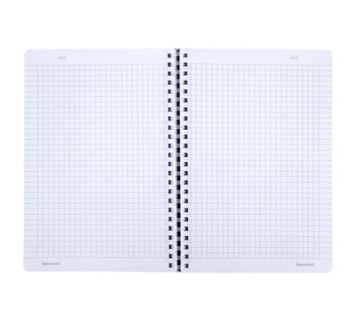 Тетрадь обложка пластик, А5 80 л., гребень мягкий, вырубка для ручки, клетка, BRAUBERG, серый, 405377