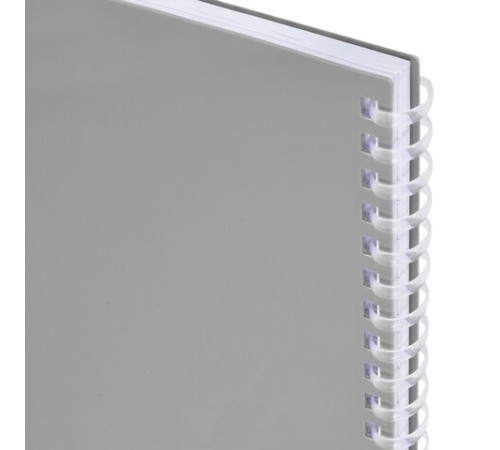 Тетрадь обложка пластик, А5 80 л., гребень мягкий, вырубка для ручки, клетка, BRAUBERG, серый, 405377