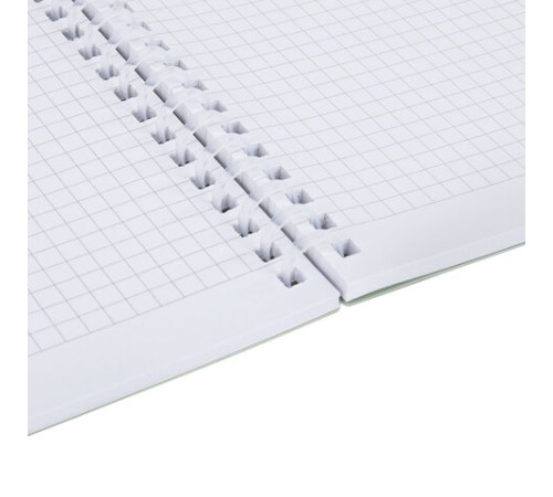 Тетрадь обложка пластик, А5 80 л., гребень мягкий, вырубка для ручки, клетка, BRAUBERG, светло-зеленый, 405378