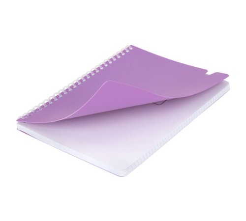 Тетрадь обложка пластик, А5 80 л., гребень мягкий, вырубка для ручки, клетка, BRAUBERG, сиреневый, 405379