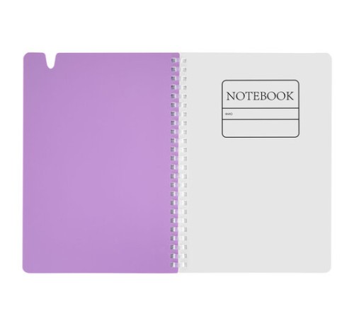 Тетрадь обложка пластик, А5 80 л., гребень мягкий, вырубка для ручки, клетка, BRAUBERG, сиреневый, 405379