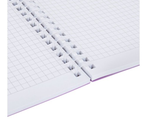 Тетрадь обложка пластик, А5 80 л., гребень мягкий, вырубка для ручки, клетка, BRAUBERG, сиреневый, 405379