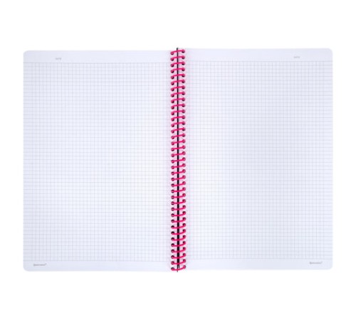 Тетрадь обложка пластик, А4 80 л., спираль пластик, резинка, клетка, BRAUBERG, черный/розовый, 405380