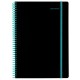 Тетрадь обложка пластик, А4 80 л., спираль пластик, резинка, клетка, BRAUBERG, черный/синий, 405381
