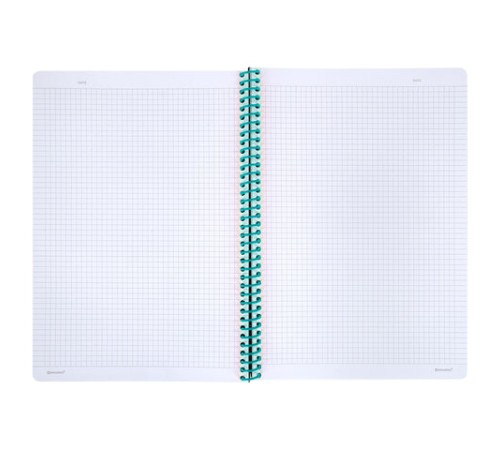 Тетрадь обложка пластик, А4 80 л., спираль пластик, резинка, клетка, BRAUBERG, черный/синий, 405381