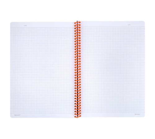 Тетрадь обложка пластик, А4 80 л., спираль пластик, резинка, клетка, BRAUBERG, черный/оранжевый, 405382
