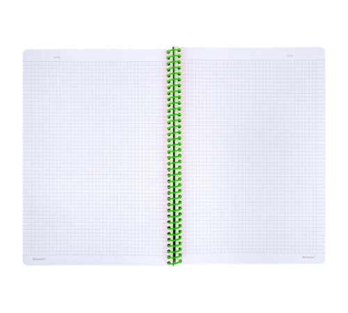 Тетрадь обложка пластик, А4 80 л., спираль пластик, резинка, клетка, BRAUBERG, черный/зеленый, 405383