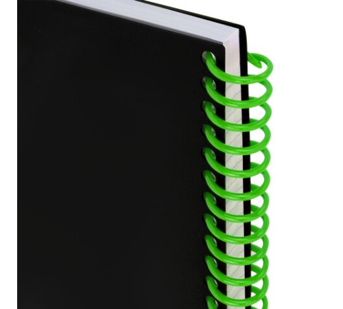 Тетрадь обложка пластик, А4 80 л., спираль пластик, резинка, клетка, BRAUBERG, черный/зеленый, 405383