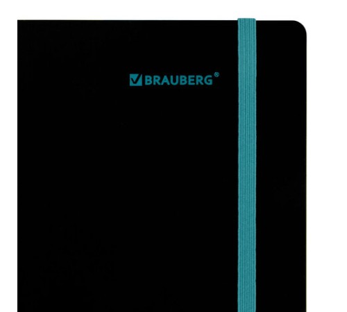 Тетрадь обложка пластик, А5 80 л., спираль пластик, резинка, клетка, BRAUBERG, черный/синий, 405385
