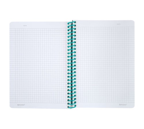 Тетрадь обложка пластик, А5 80 л., спираль пластик, резинка, клетка, BRAUBERG, черный/синий, 405385