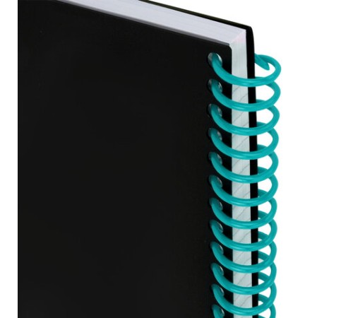 Тетрадь обложка пластик, А5 80 л., спираль пластик, резинка, клетка, BRAUBERG, черный/синий, 405385