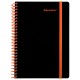 Тетрадь обложка пластик, А5 80 л., спираль пластик, резинка, клетка, BRAUBERG, черный/оранжевый, 405386