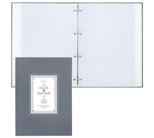 Тетрадь на кольцах БОЛЬШАЯ А4, 215х305 мм, 100 л., твердый картон, клетка, BRAUBERG, 