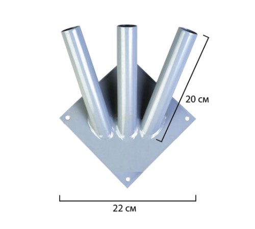 Кронштейн настенный для флагов на три древка, три точки крепления, металл