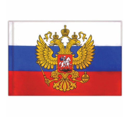 Флаг России 90х135 см с гербом, ПОВЫШЕННАЯ прочность и влагозащита, флажная сетка, STAFF, 550228