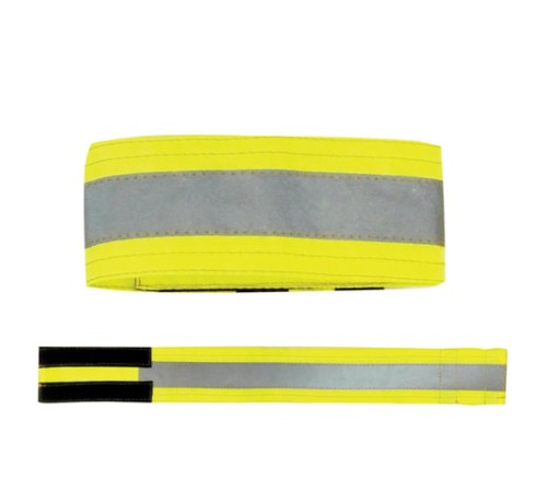 Повязка светоотражающая на руку, 430х55 мм, на липучке, лимонная