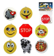 Брелок-подвеска СВЕТООТРАЖАЮЩИЙ, 50 мм, пластик, с рисунком, АССОРТИ