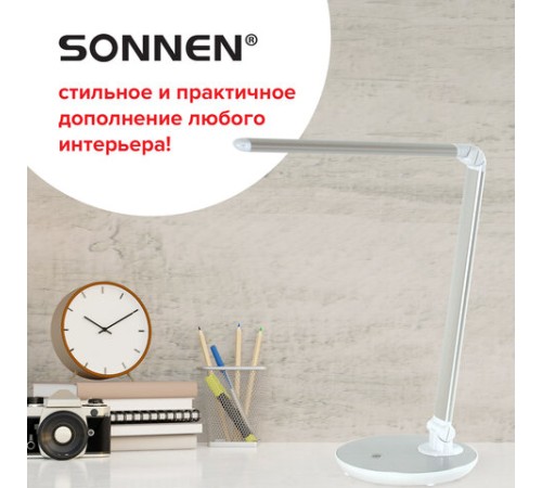Настольная лампа / светильник SONNEN PH-3609, на подставке, LED, 9 Вт, металлический корпус, серый, 236688 Настольная лампа / светильник SONNEN PH-3609, на подставке, LED, 9 Вт, металлический корпус, серый, 236688
