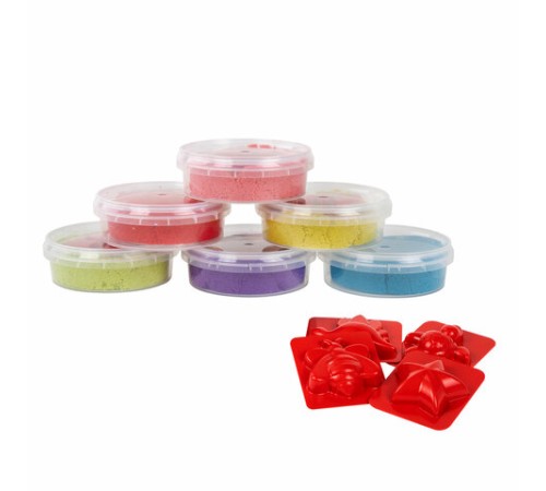 Песок для лепки кинетический BRAUBERG KIDS, 6 цветов, 720 г, 4 формочки, 665090