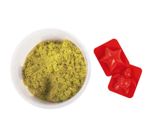 Песок для лепки кинетический BRAUBERG KIDS, желтый, 500 г, 2 формочки, ведерко, 665091