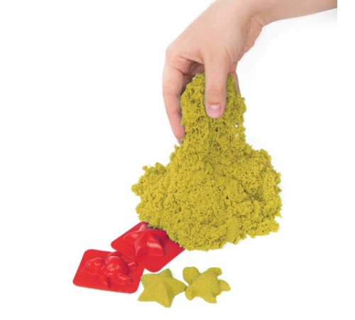 Песок для лепки кинетический BRAUBERG KIDS, желтый, 500 г, 2 формочки, ведерко, 665091