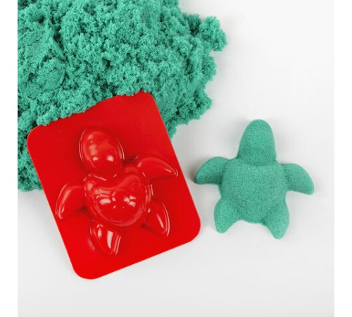 Песок для лепки кинетический BRAUBERG KIDS, изумрудный, 500 г, 2 формочки, ведерко, 665092