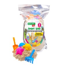 Песок для лепки кинетический, цвет песочный, 3000 г, 3 формочки, лопатка, грабли, BRAUBERG KIDS, 666004