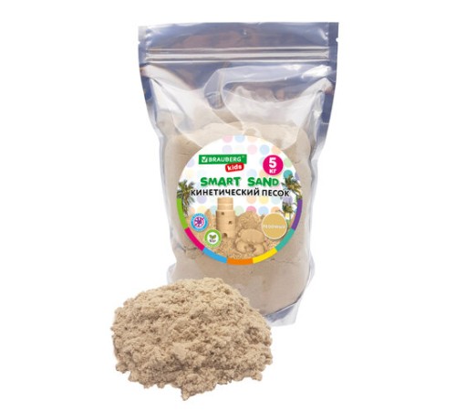 Песок для лепки кинетический, цвет песочный, 5000 г, пакет, BRAUBERG KIDS, 666006