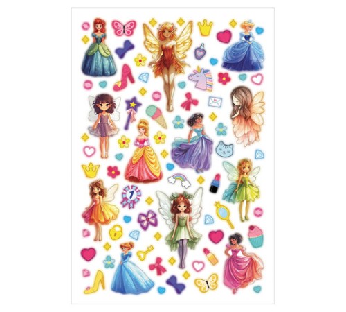 Наклейки бумажные для девочек, НАБОР 4 листа, 336 наклеек, HATBER, 4Н5н