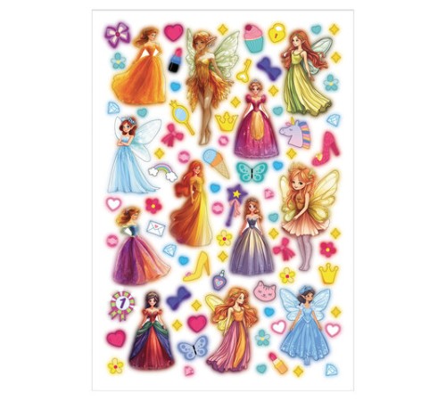 Наклейки бумажные для девочек, НАБОР 4 листа, 336 наклеек, HATBER, 4Н5н