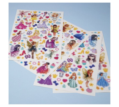 Наклейки бумажные для девочек, НАБОР 4 листа, 336 наклеек, HATBER, 4Н5н