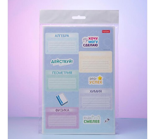 Наклейки ПРЕДМЕТНЫЕ для маркировки школьных принадлежностей, НАБОР 4 листа, 40 наклеек, HTB, 4Н5н