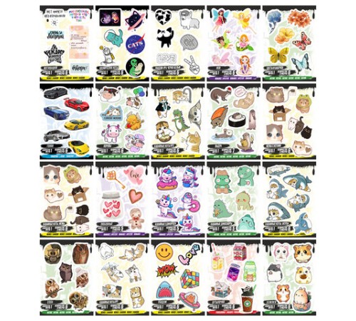 Наклейки виниловые, 5-7 шт. на листе, 1 лист, А6, 