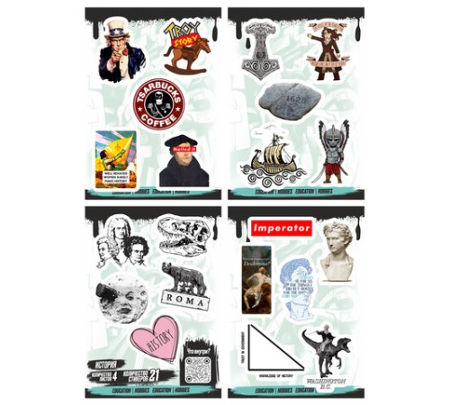 Наклейки виниловые, 21-26 шт., 4 листа, А6, 