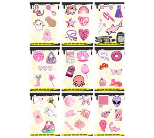 Наклейки виниловые, 49-53 шт., 9 листов, А6, 