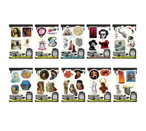 Наклейки виниловые, 43-54 шт., 9 листов, А6, 