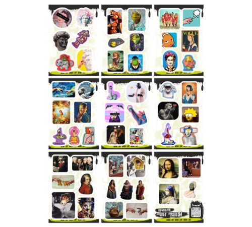 Наклейки виниловые, 43-54 шт., 9 листов, А6, 