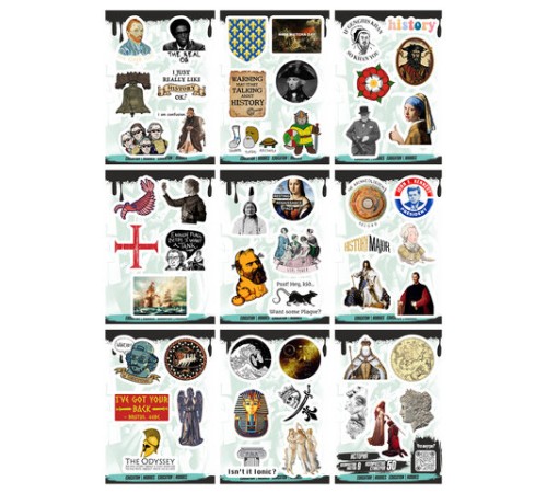 Наклейки виниловые, 43-54 шт., 9 листов, А6, 