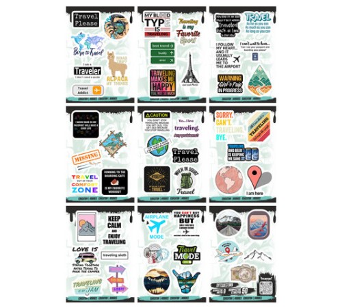 Наклейки виниловые, 44-50 шт., 9 листов, А6, 