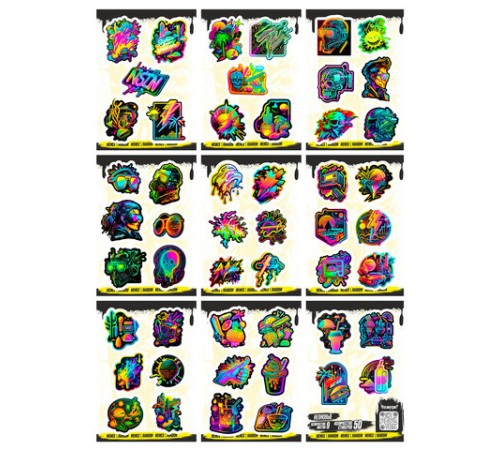 Наклейки виниловые, 44-50 шт., 9 листов, А6, 