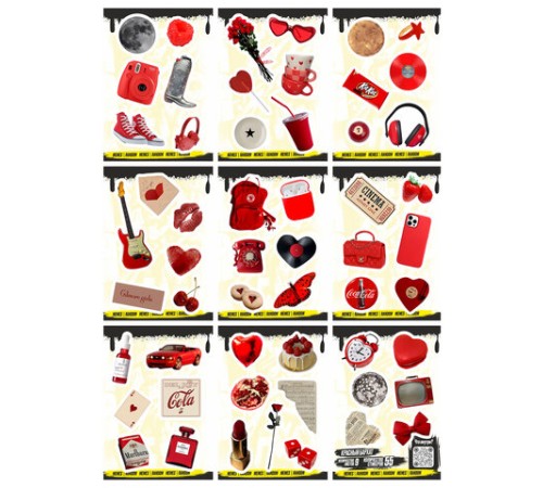 Наклейки виниловые, 45-78 шт., 9 листов, А6, 