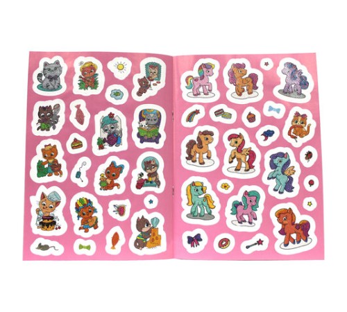 Альбом с сияющими наклейками для девочек, ассорти, 4 листа, 100+ наклеек, 200х280 мм, склейка, ПП