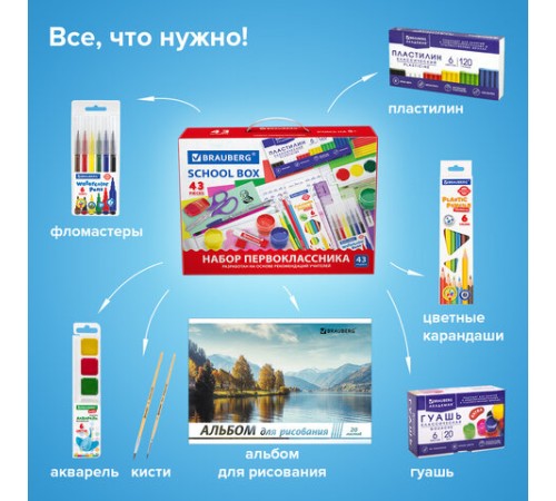Набор школьных принадлежностей в подарочной коробке BRAUBERG 