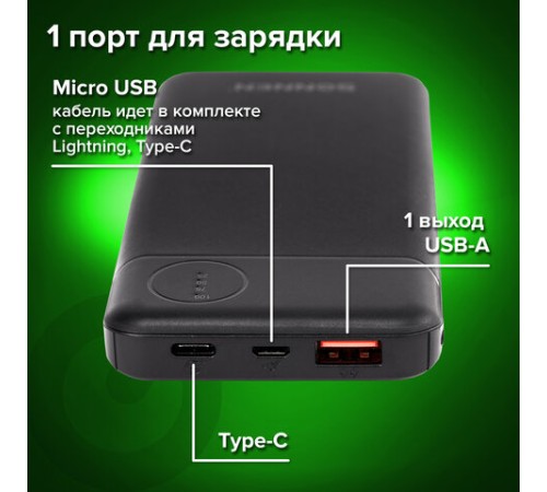Аккумулятор внешний 10000 mAh SONNEN POWERBANK K701PD БЫСТРАЯ ЗАРЯДКА, 2USB, литий-полимерный, 263031