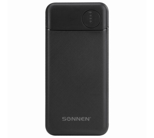 Аккумулятор внешний 10000 mAh SONNEN POWERBANK K701PD БЫСТРАЯ ЗАРЯДКА, 2USB, литий-полимерный, 263031