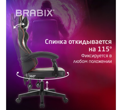Кресло компьютерное BRABIX "Shooter GM-123", 2 подушки, экокожа, черное/красное, 533190 Кресло компьютерное BRABIX "Shooter GM-123", 2 подушки, экокожа, черное/красное, 533190