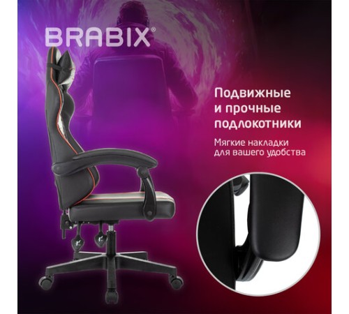 Кресло компьютерное BRABIX "Shooter GM-123", 2 подушки, экокожа, черное/красное, 533190 Кресло компьютерное BRABIX "Shooter GM-123", 2 подушки, экокожа, черное/красное, 533190