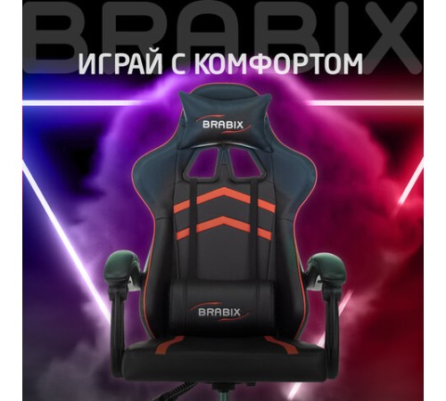 Кресло компьютерное BRABIX "Shooter GM-123", 2 подушки, экокожа, черное/красное, 533190 Кресло компьютерное BRABIX "Shooter GM-123", 2 подушки, экокожа, черное/красное, 533190