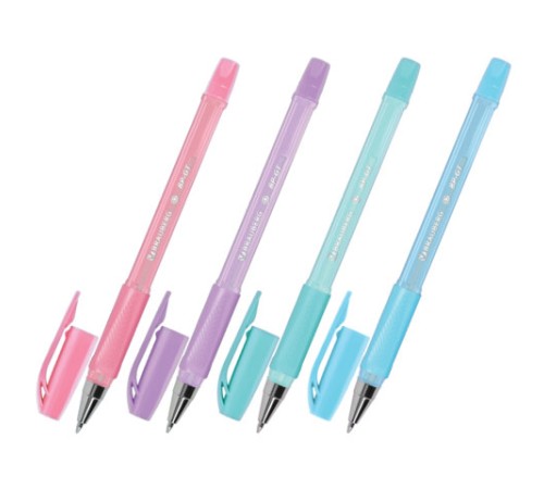 Ручка шариковая BRAUBERG BP-GT PASTEL, СИНЯЯ, корпус ассорти, пишущий узел 0,7 мм, линия письма 0,35 мм, 144503