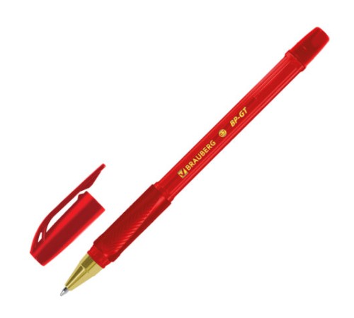 Ручка шариковая BRAUBERG BP-GT GLD RED, КРАСНАЯ, корпус тонированный, пишущий узел 0,7 мм, линия письма 0,35 мм, 144506